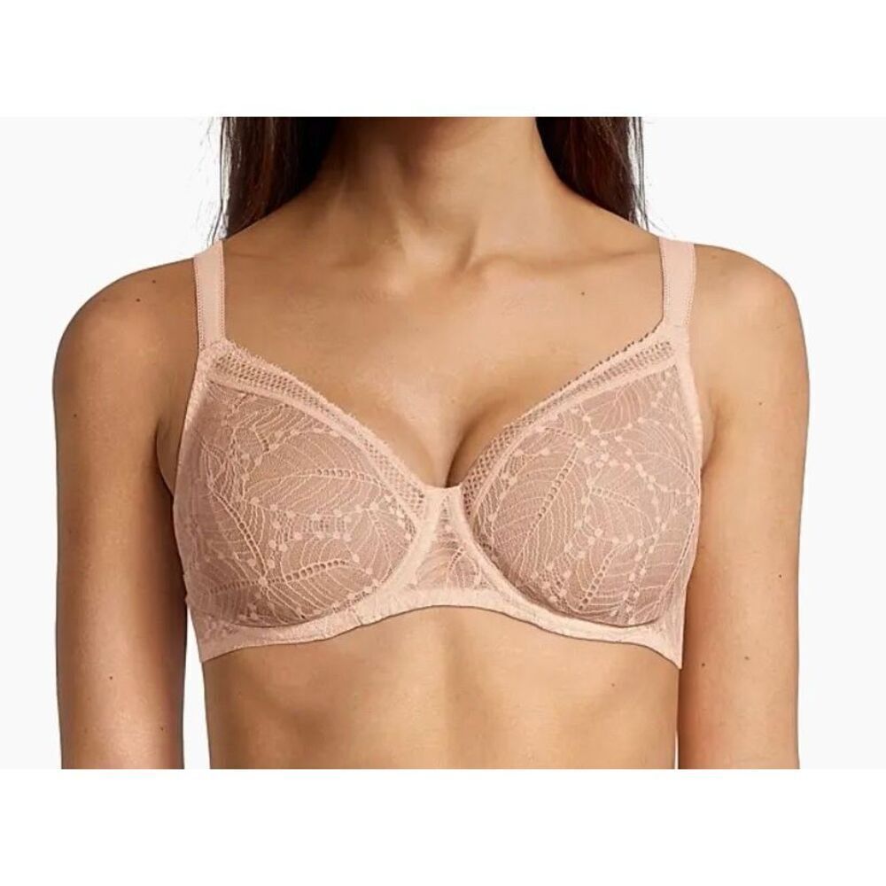 C2 Simone Perele Comete Lace Underwire Bra Pinky Sand Size 36D